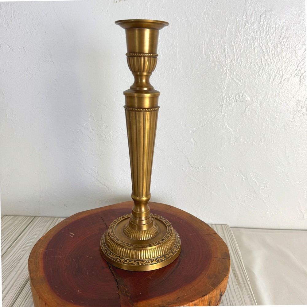 Bombay Company Tall Brass Candlestick Neoclassical Fluted Column Vintage 12"